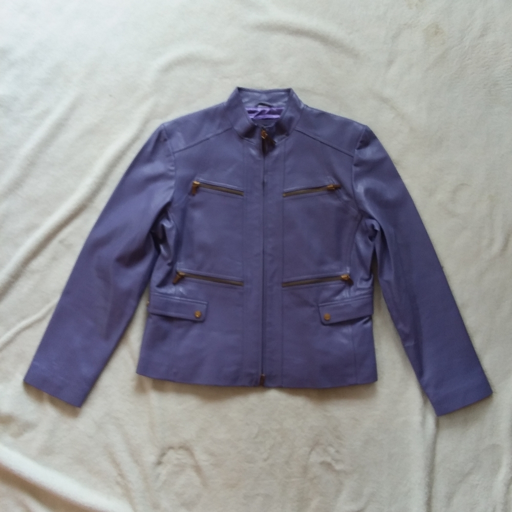 Black Rivet Lavender Leather Jacket